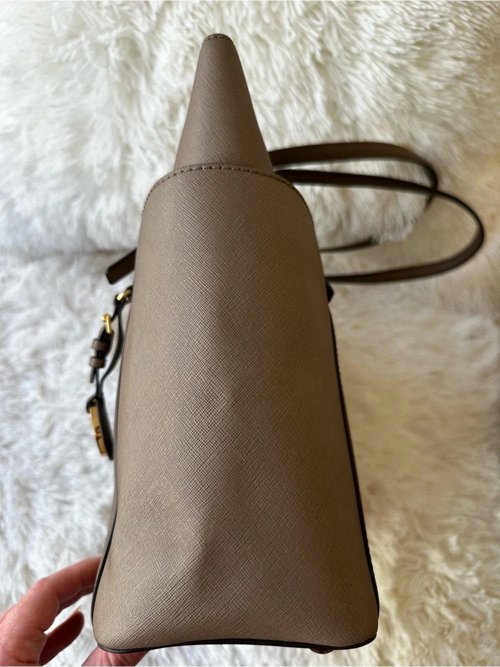 Michael Kors Jet Set Travel Large Taupe Saffiano Leather Tote Bag Gold Hardware - Picture 7 of 15